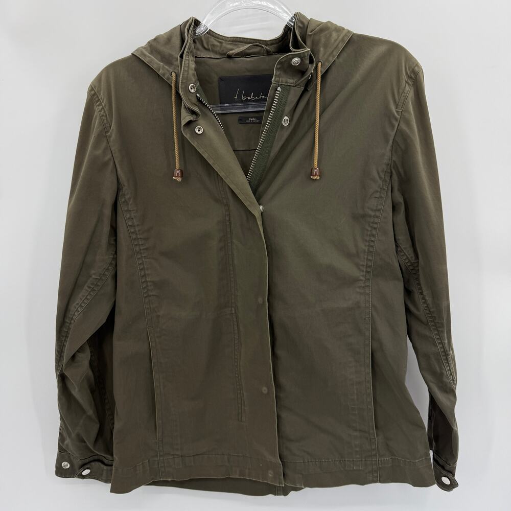 T. BABATON by Aritzia Green Utility Jacket Womens Size S Detachable Hood [FLAW]